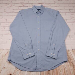 Cole Haan Grand OS Shirt Mens Medium Blue Preppy Performance Stretch‎ Button Up